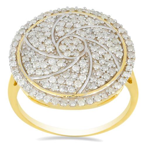 BUY 14K GOLD NATURAL WHITE DIAMOND GEMSTONE CLUSTER RING